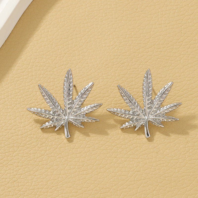 Maple Leaf Textured High-End Earrings with Retro Charm