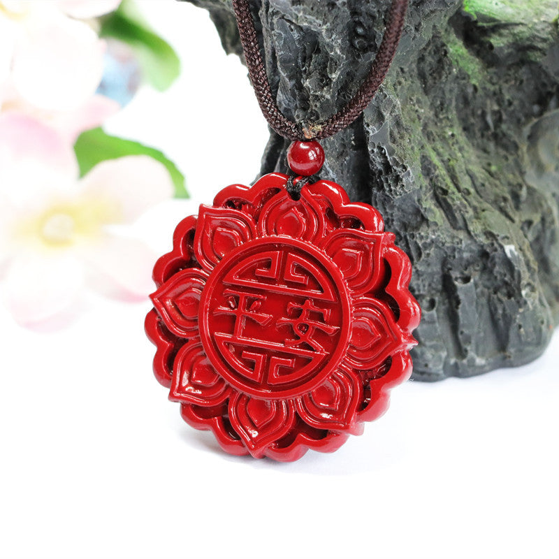 Purple Lotus Cinnabar Pendant in Sterling Silver