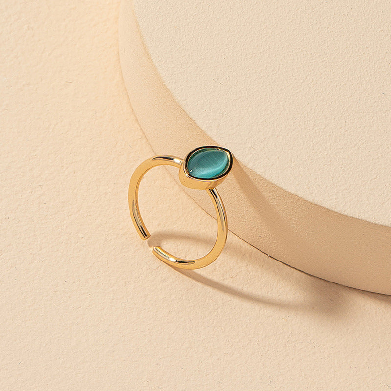 Green Stone Open Ring - Vienna Verve Collection