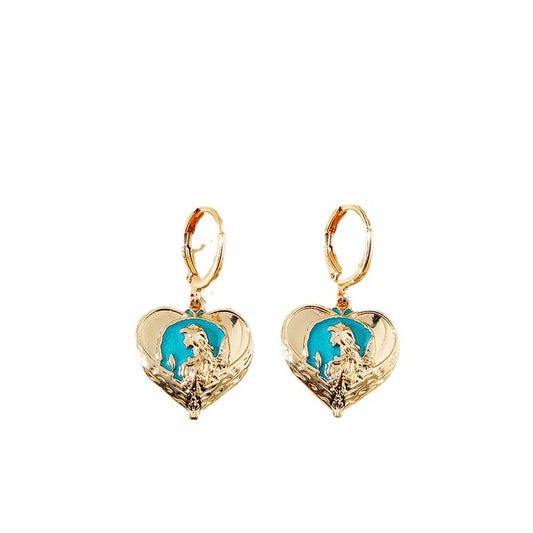 Elegant Vintage Angel Design Earrings with Geometric Stitching