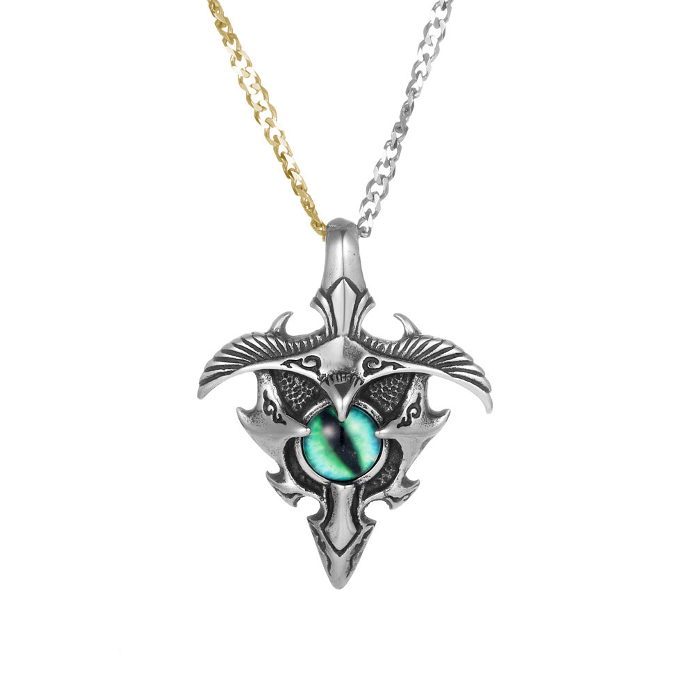 Titanium Devil Eye Pendant Necklace for Men – Retro Bird Design