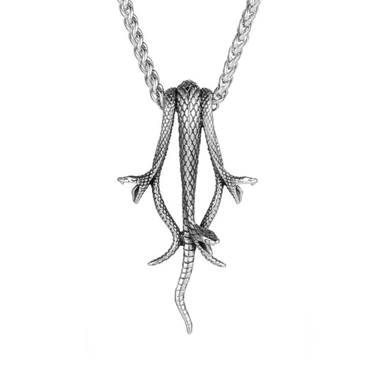 Titanium Steel Mamba Snake Pendant Necklace for Men - Edgy Retro Style