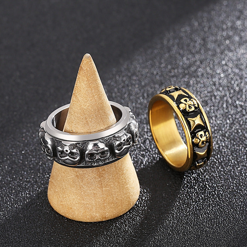 Punk Skull Titanium Steel Ring for Men - European and American Fashion Wholesale Jewelry