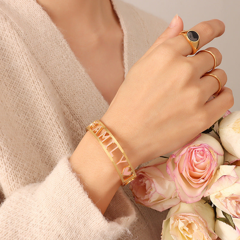 Youthful Pink Letter Bracelet with Elegant Design