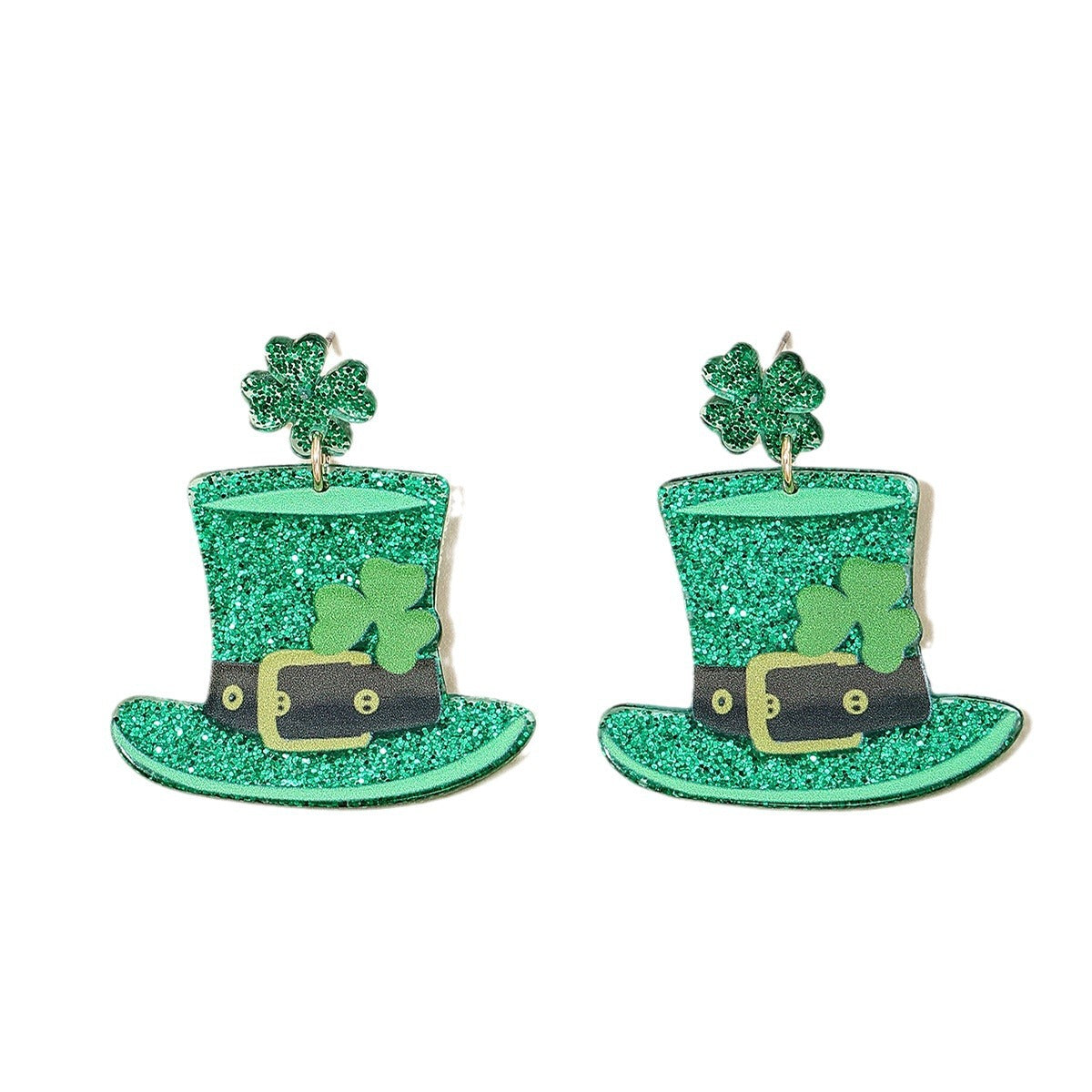 St. Patrick's Festival Customized Fashion Earrings International Chic Oversized Green Hat Shamrock Women's Earrings