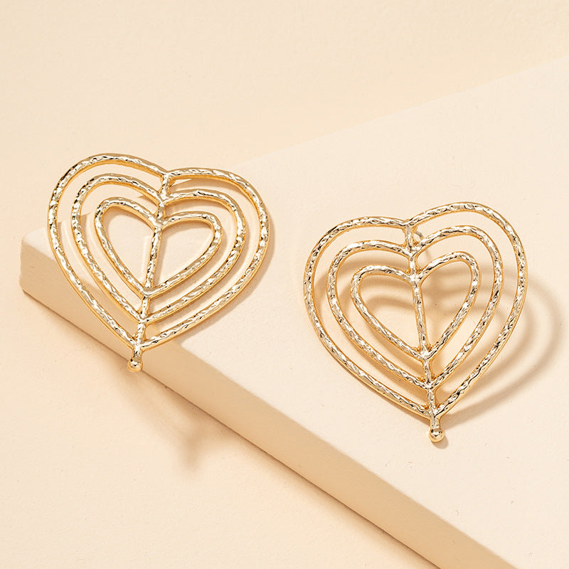 European Style Metal Peach Heart Earrings - Vienna Verve Collection