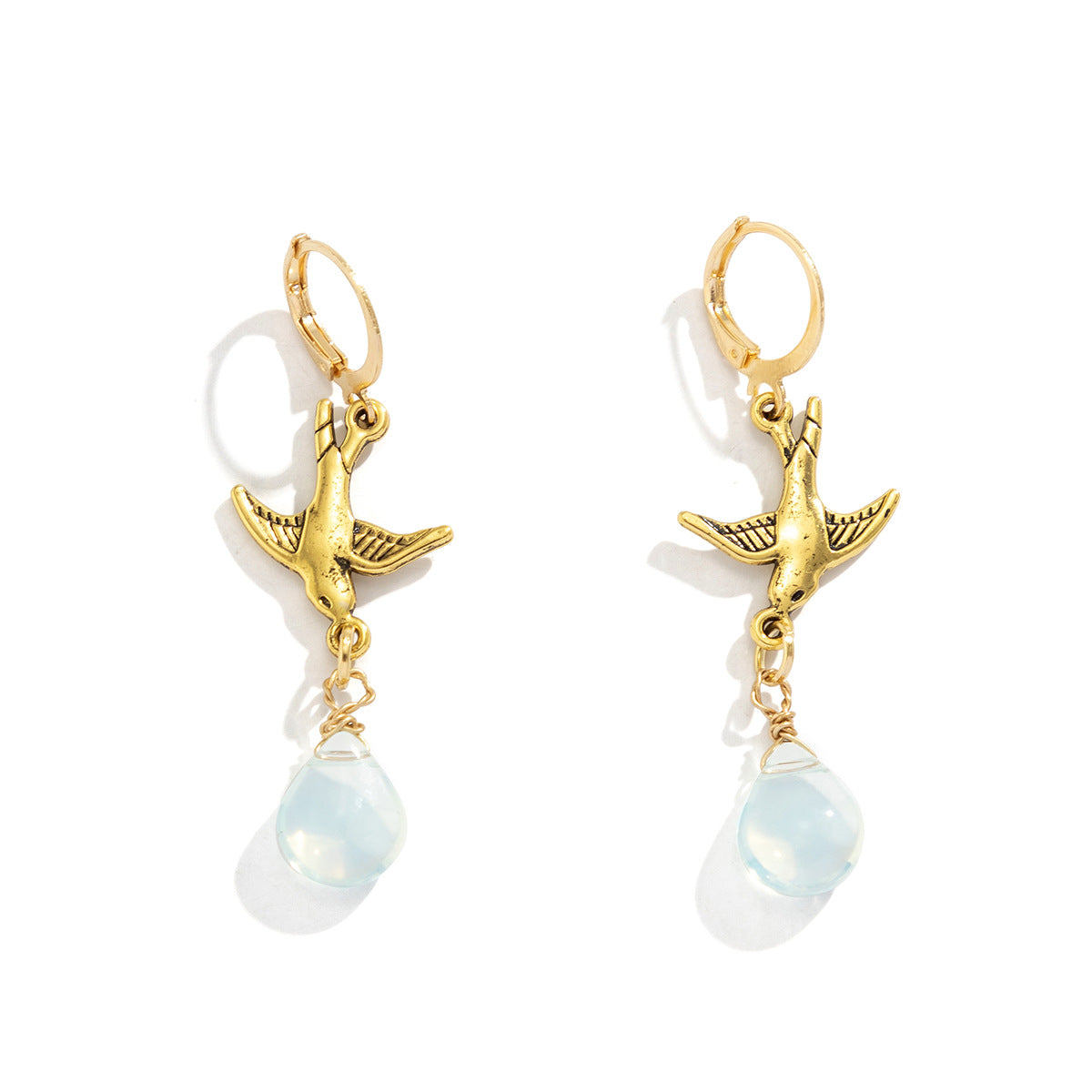 Dreamy Dragonfly and Egg White Stone Tassel Earrings with Ethnic Flair