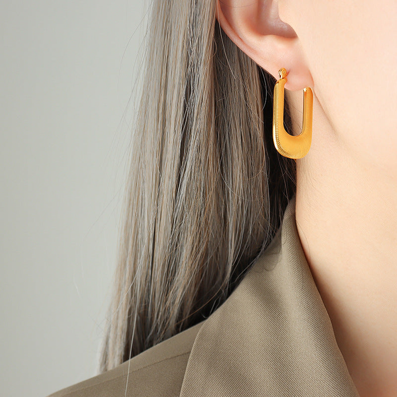 Exaggerated Metallic Earrings with Gold Plating and Hip-hop Flair