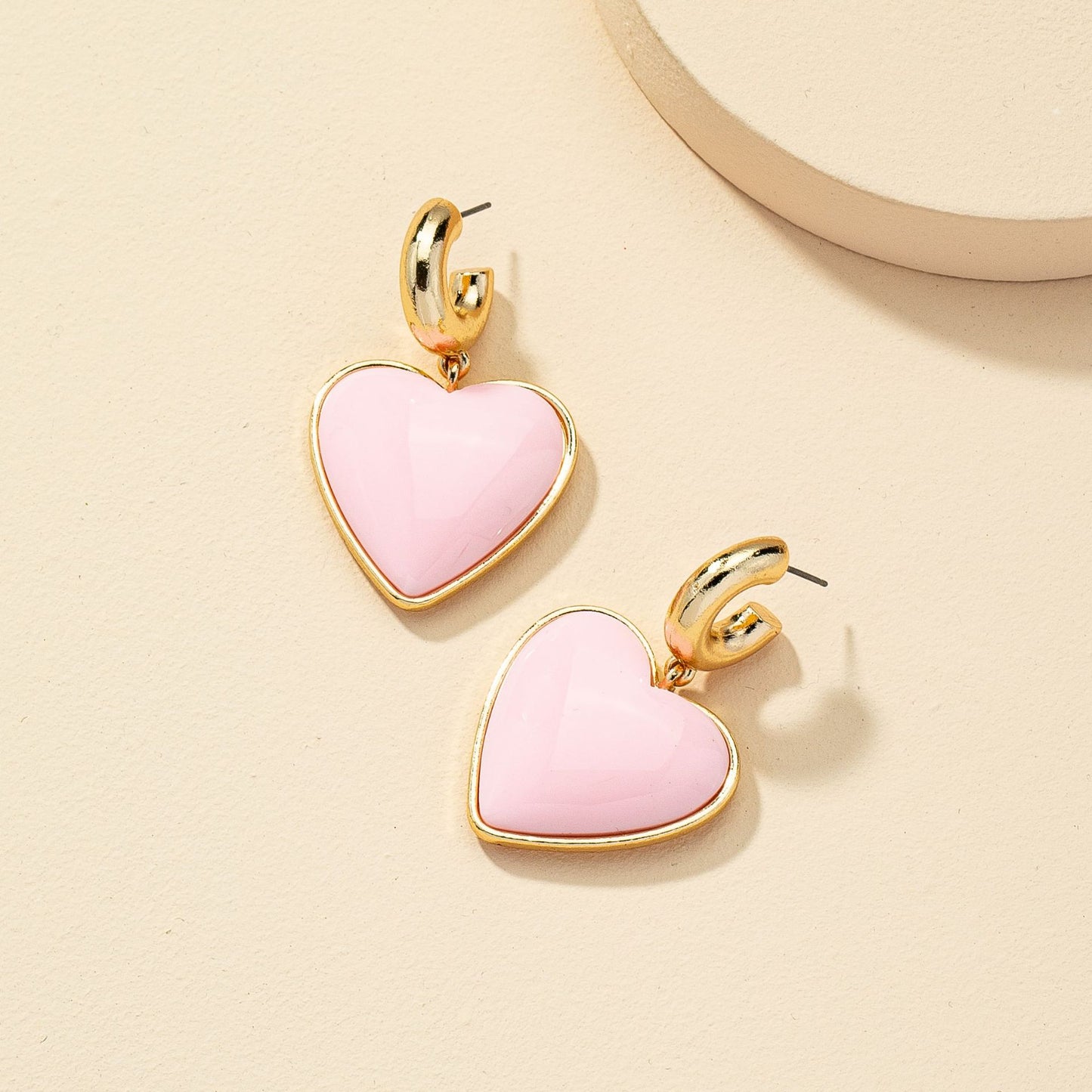 Exaggerated Peach Heart Earrings - Vienna Verve Collection