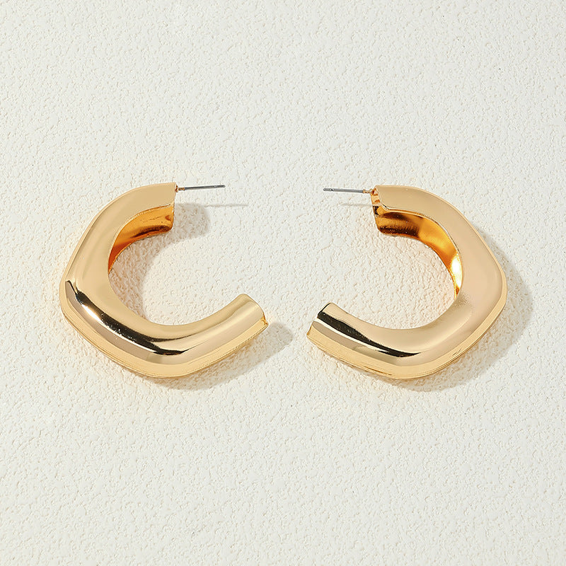 European Influenced Metal C-Curve Earrings - Vienna Verve Collection