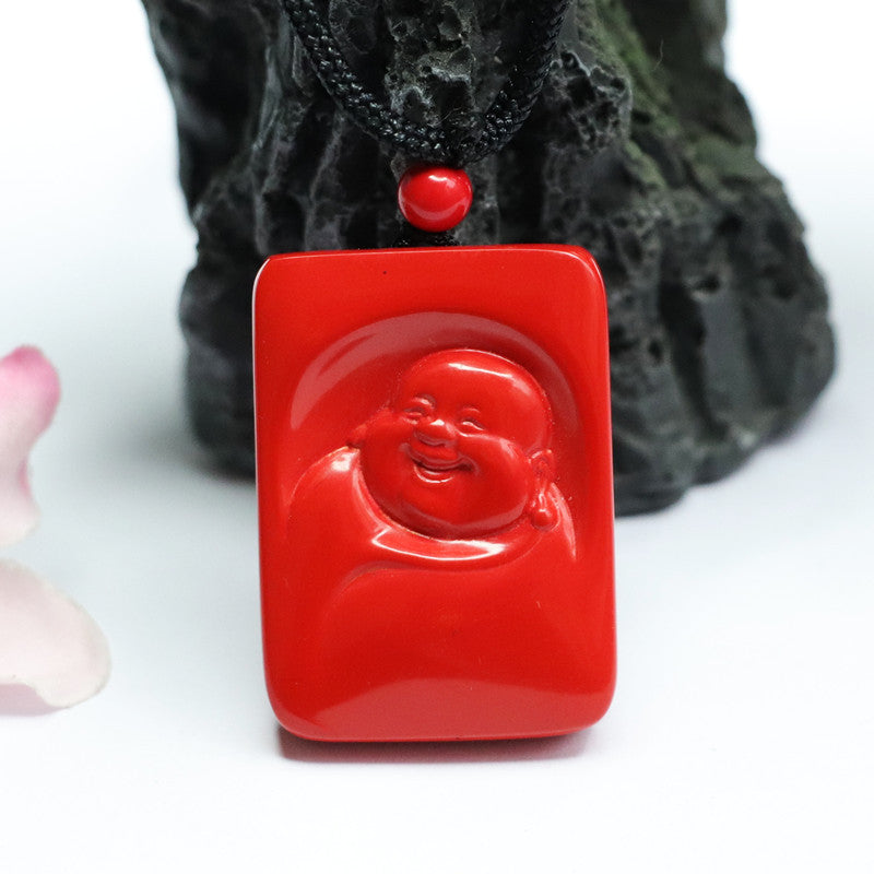 Cinnabar Laughing Buddha Pendant Jewelry