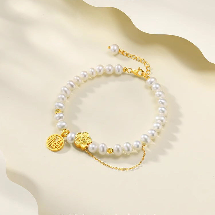 Luxurious Fortune Pearl Bracelet with Chinese Style