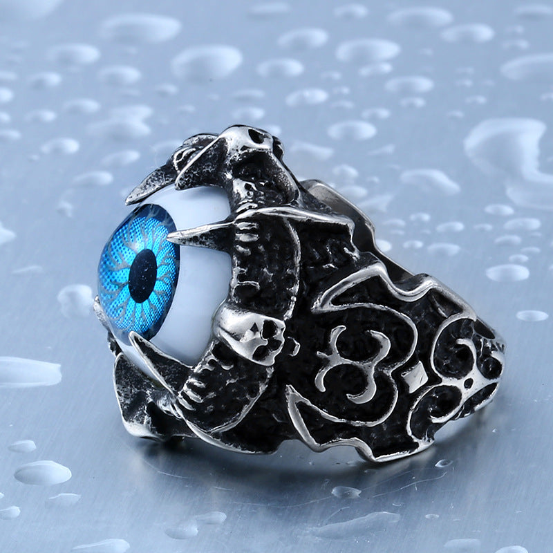 Personalized Men's Titanium Steel Death Demon Eye Ring - European and American Style