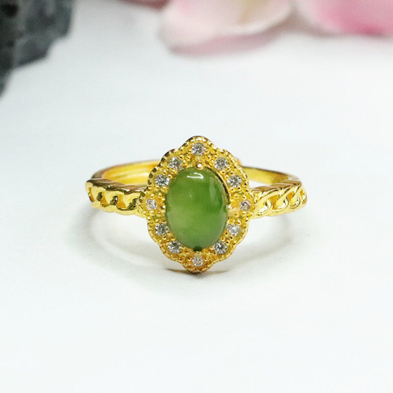 Fortune's Jade Zircon Chain Ring