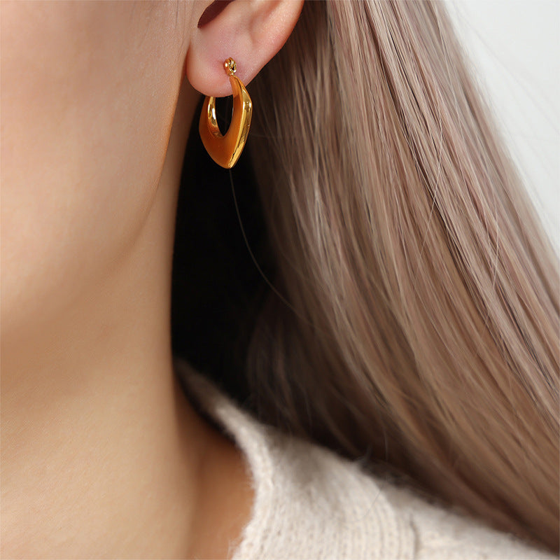 Golden Geometric Earrings - Stylish Titanium Design for Women