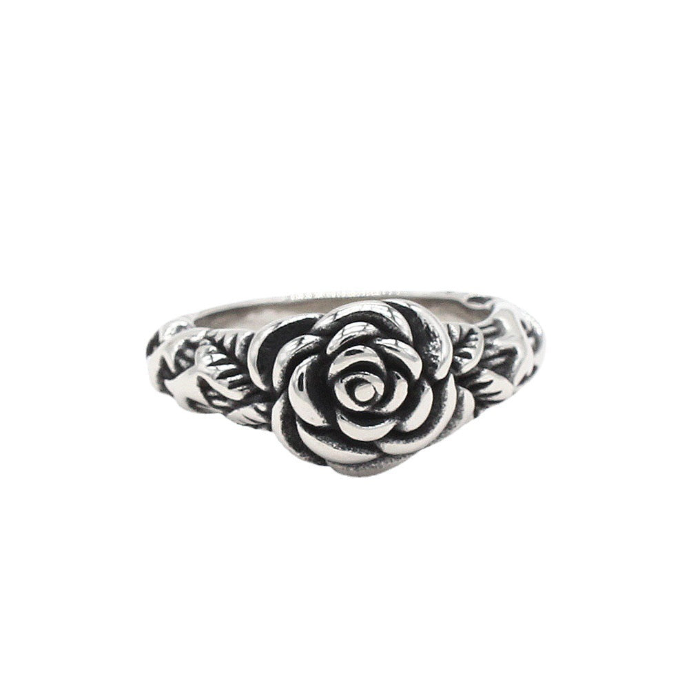 Retro European and American Rose Women's Titanium Steel Ring