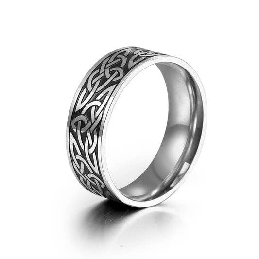 Nordic-Inspired Titanium Steel Men's Hip-Hop Ring - Customizable Fashion Jewelry