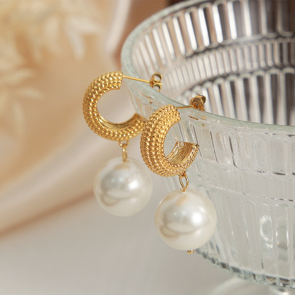 Vintage Glamour Imitation Pearl Drop Earrings by Planderful