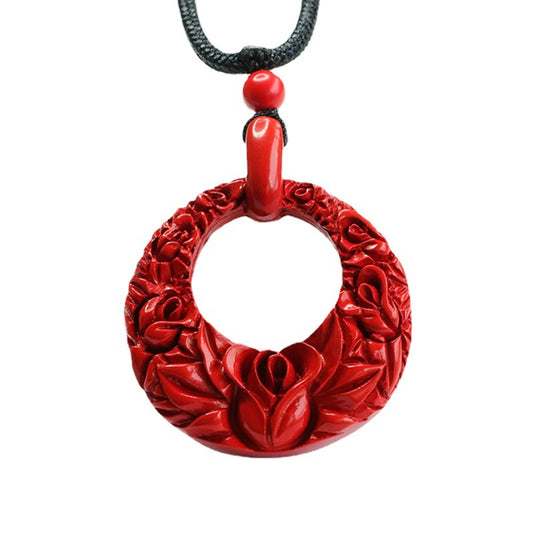 Red Sand Flower Sterling Silver Pendant with Cinnabar Stone