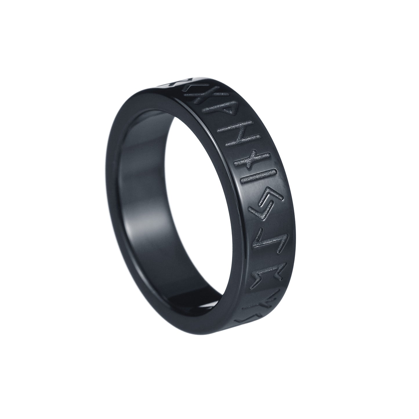 Nordic Pirate Viking Rune Steel Ring for Men - Size 7-12