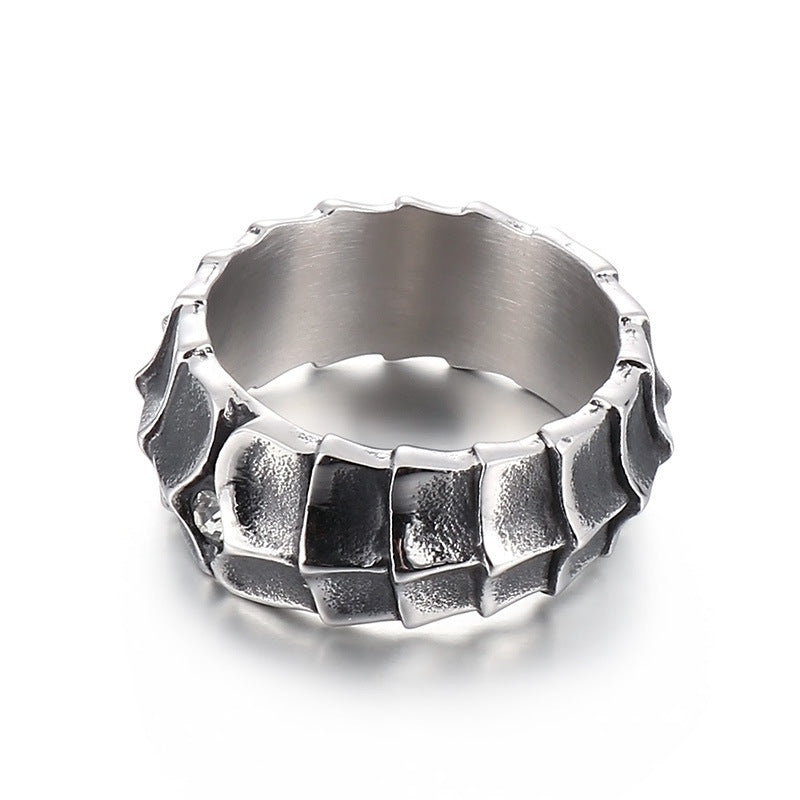 Personalized Dragon Body Stainless Steel Ring with Zircon Accents for Men