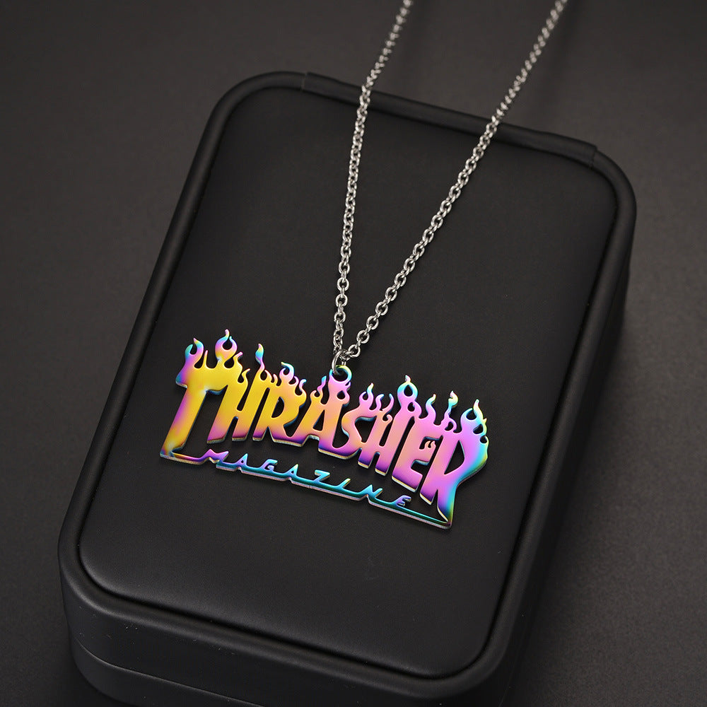 Colorful Titanium Hip-Hop Pendant Necklace for Men