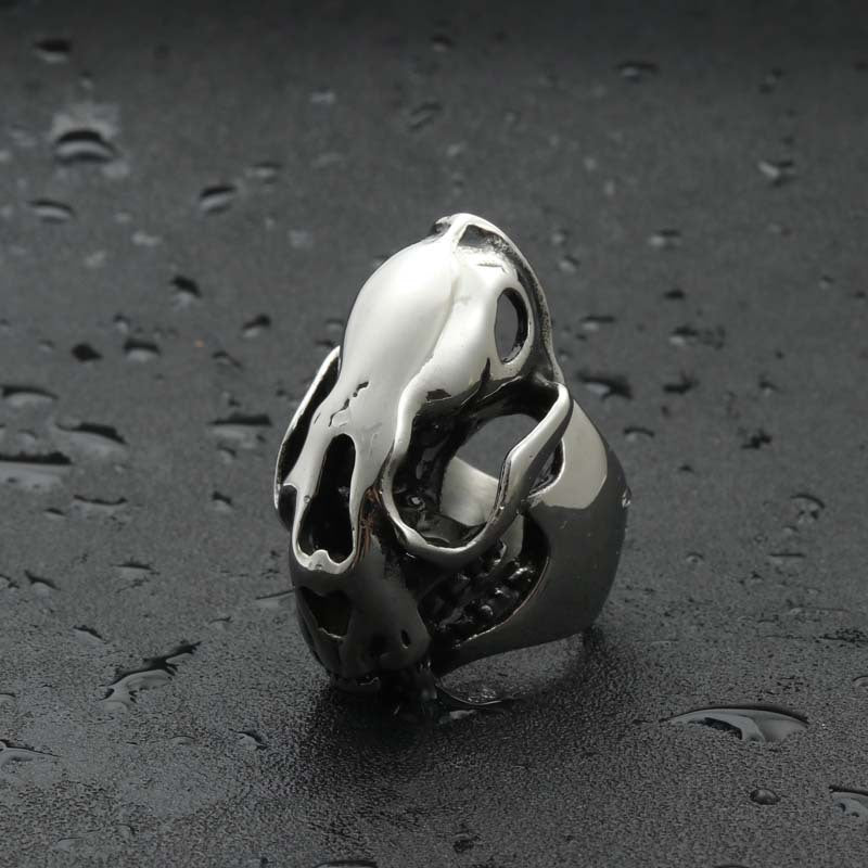 Titanium Steel Big Monster Head Ring - Retro Punk Jewelry for Men