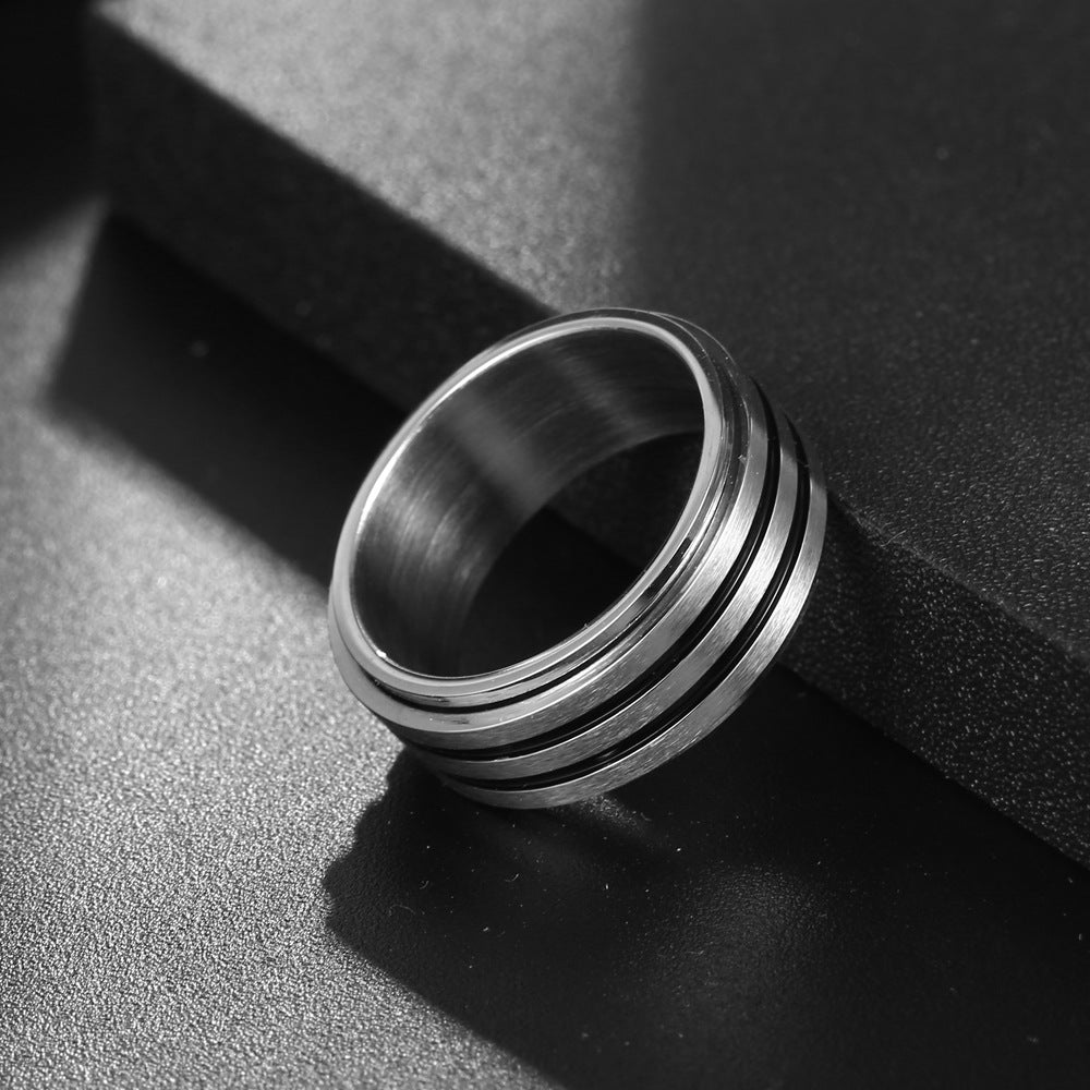 Contemporary Titanium Steel Rotating Ring for Men - Personalized Punk Fashion Jewelry