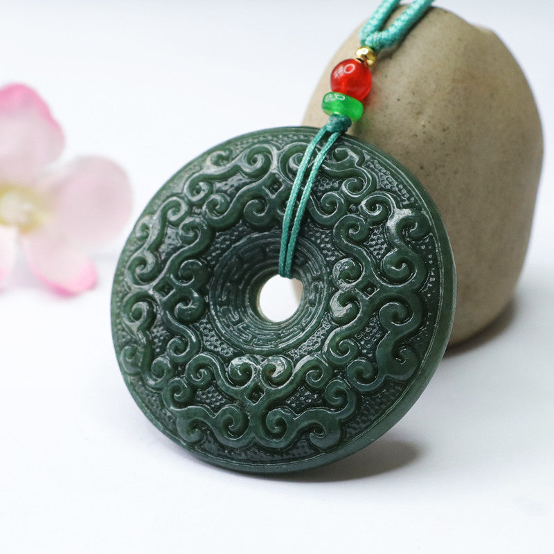 Auspicious Cloud Hetian Jade Necklace Jewelry