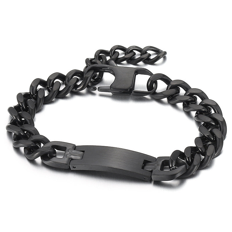 Trendy Hip Hop Cuban Chain Bracelet for Men - European and American Style Titanium Steel Accessory