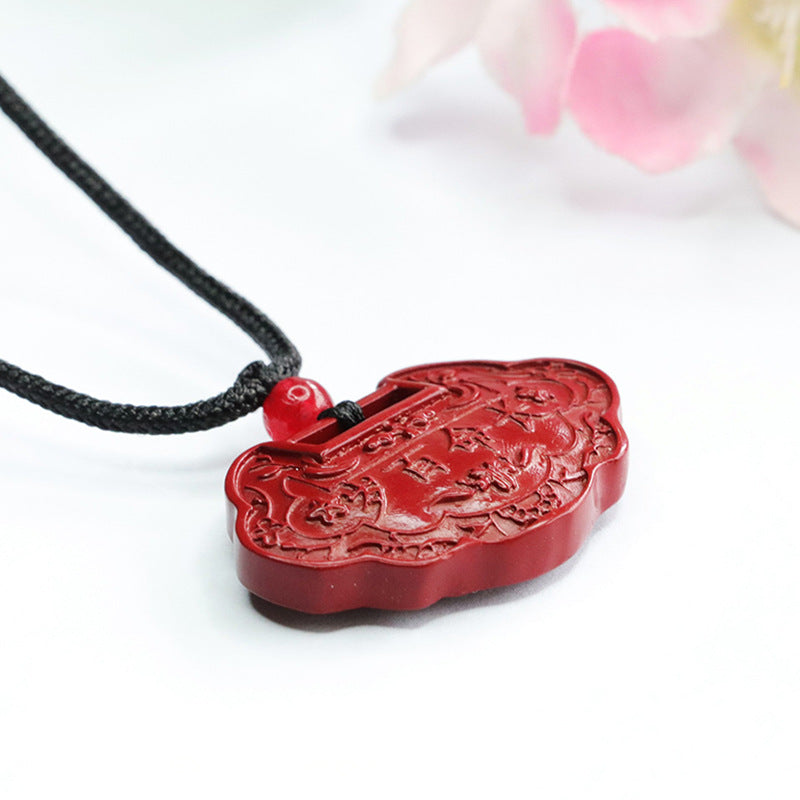 Elegant Vermilion Sand Purple Gold Ruyi Lock Pendant