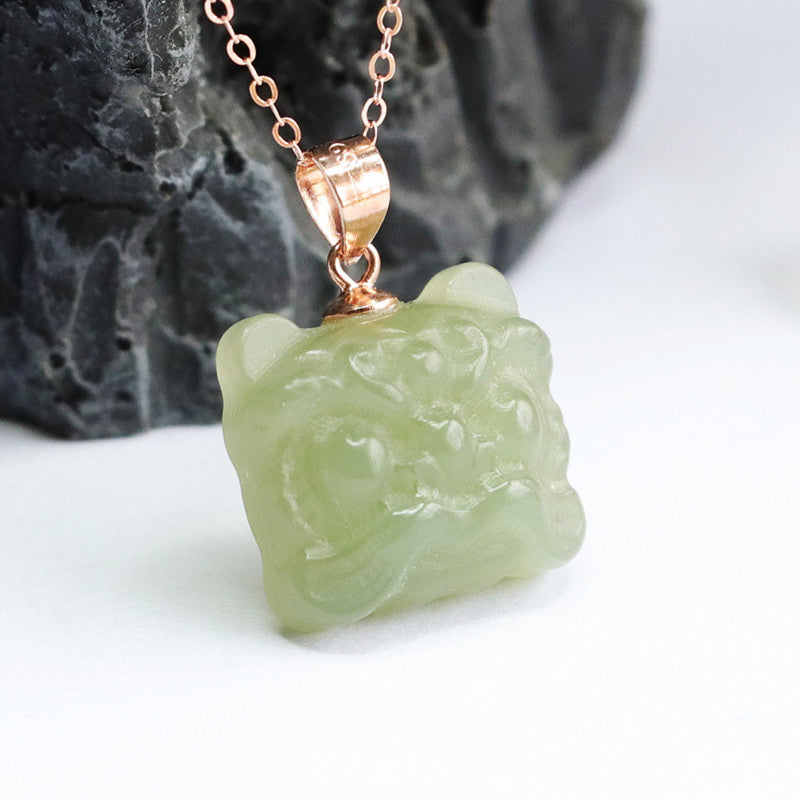 S925 Sterling Silver Green Jade Pixiu Necklace in Fortune's Favor Collection