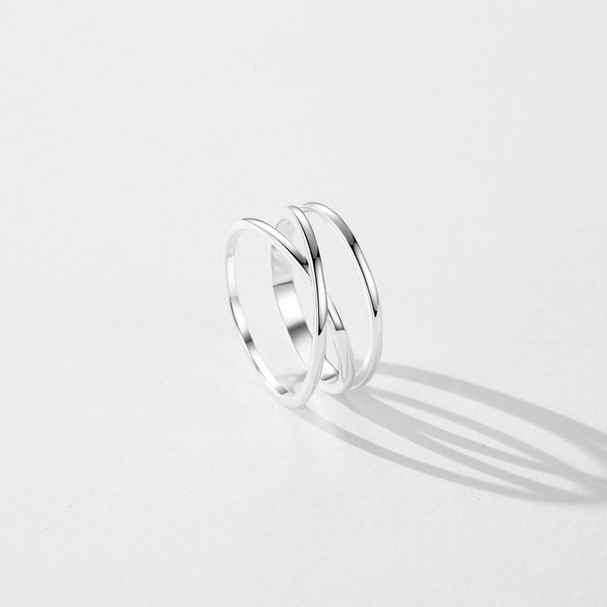 Everyday Genie Sterling Silver Geometric Line Ring with Cross Personality