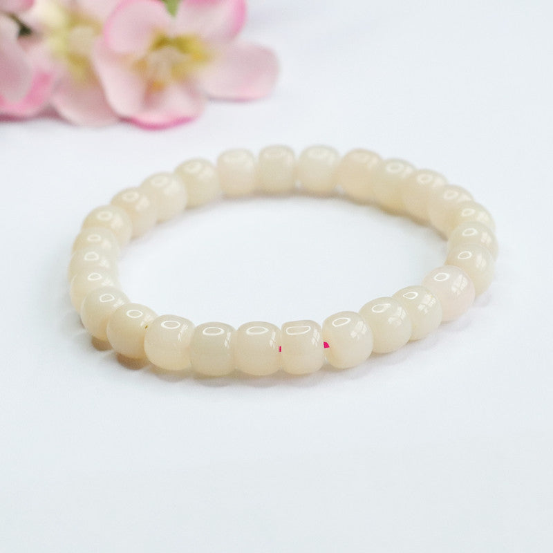 Fortune's Favor Sterling Silver Lotus Root Powder Road Bracelet with Natural Hetian Jade