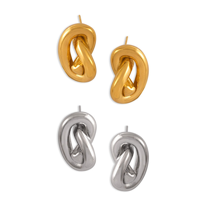 Elegant Gold Plated Titanium Steel Hollow Earrings with Geometric Design