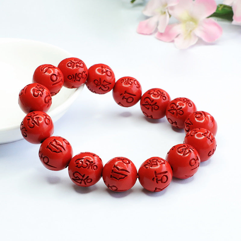 Red Sand Sterling Silver Bracelet with Cinnabar Stone