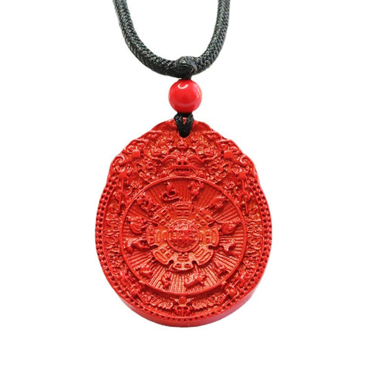 Celestial Charisma Red Cinnabar Bagua Zodiac Pendant