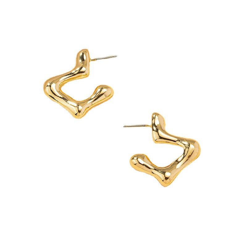 Waveform Metal Earrings with Unique French Design