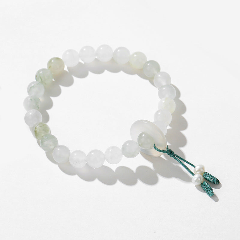 Elegant Green and White Beads Jade Bracelet for Women