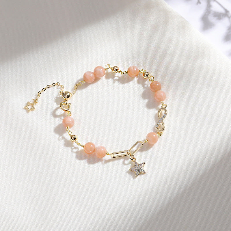 Sunstone Crystal Mobius Hand Bracelet