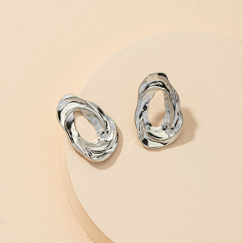 Exaggerated Fashion Metal Texture Earrings for Women - Vienna Verve Collection