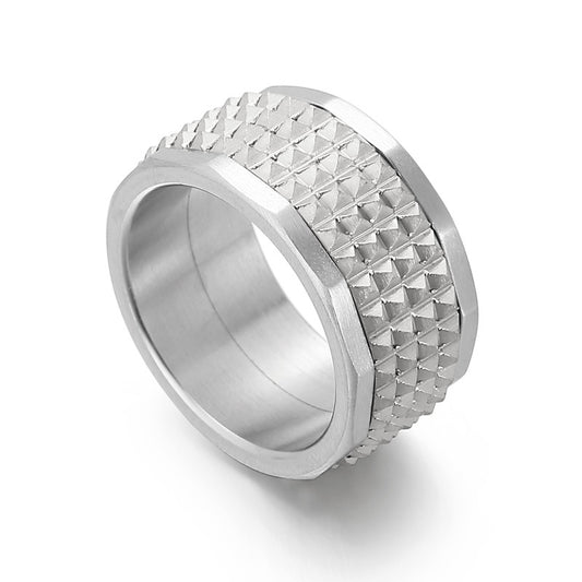 Wholesale Men's Hip-Hop Pyramid Titanium Steel Ring - Creative and Stylish, Available in Sizes 8-12