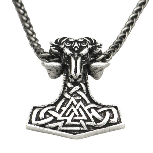 Viking Sheep Head Necklace with Norse Legacy Design for Men - Metal Pendant