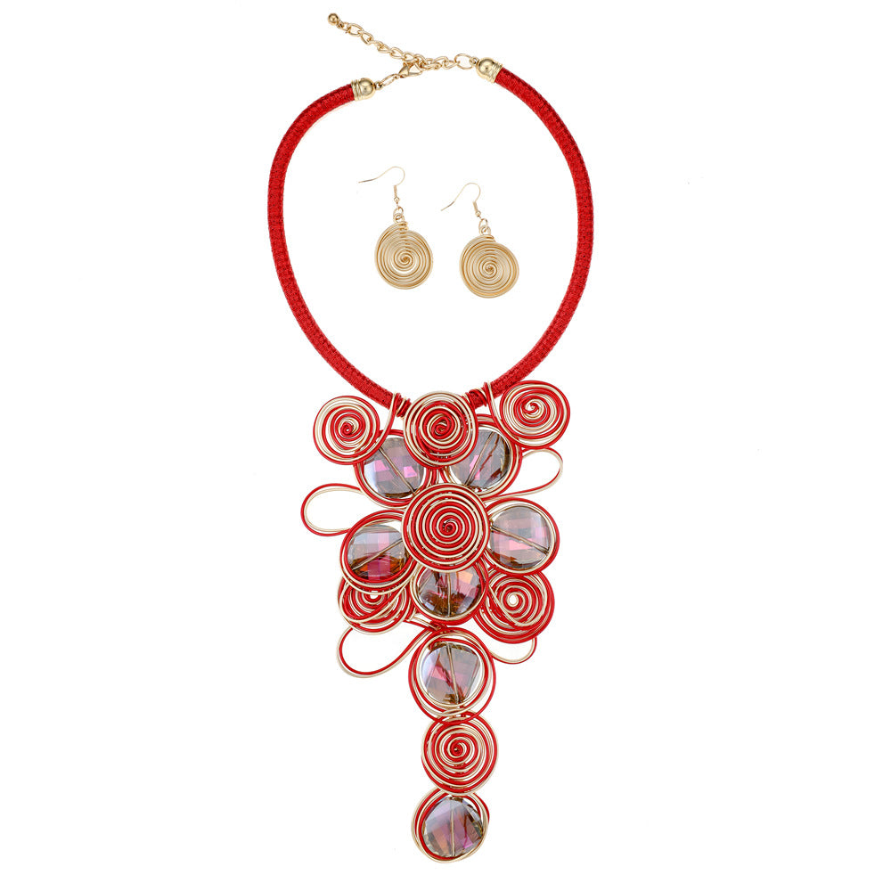 Gorgeous Glass Beaded Necklace Set with Aluminum Wire Handcrafts and Amazon Jewelry Designs