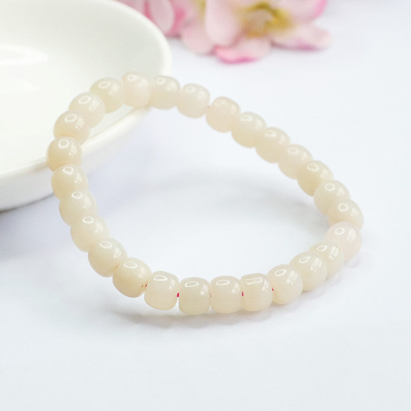 Fortune's Favor Sterling Silver Lotus Root Powder Road Bracelet with Natural Hetian Jade