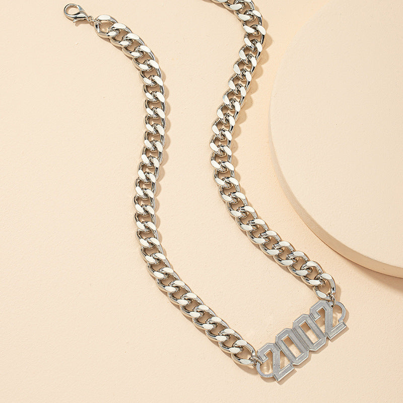 European and American Urban Style 2002 Digital Coarse Chain Necklace - Vienna Verve Collection