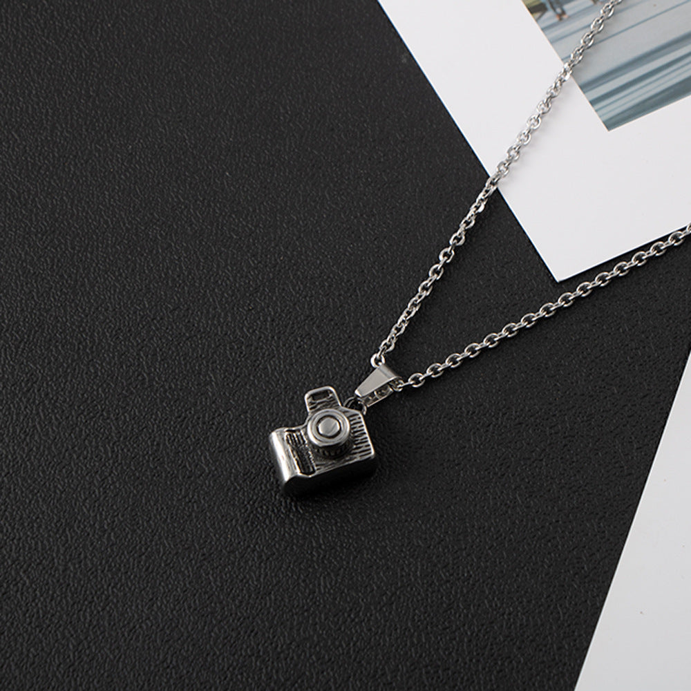 Chic Titanium Steel Camera Pendant Necklace for Stylish Men and Women