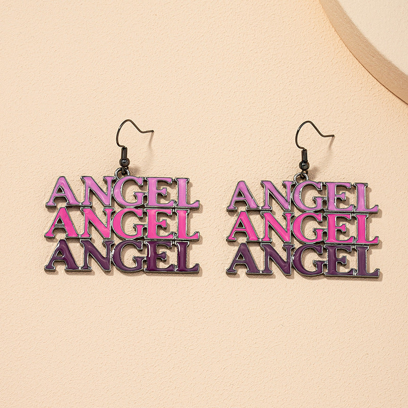 Angelic Block Letter Earrings from Vienna Verve by Planderful - Metal Needle Earrings