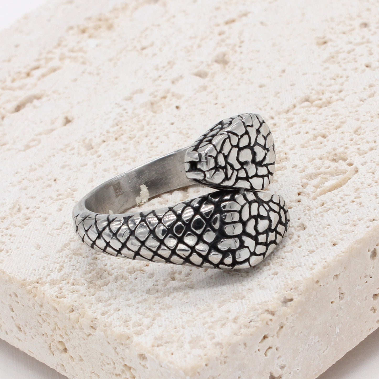 Two Headed Snake titanium steel ring for men