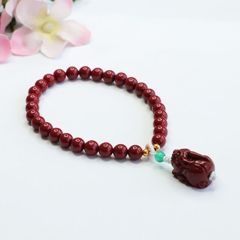 Fortune's Favor Cinnabar Bracelet with Purple Gold Sand Pixiu Tassel